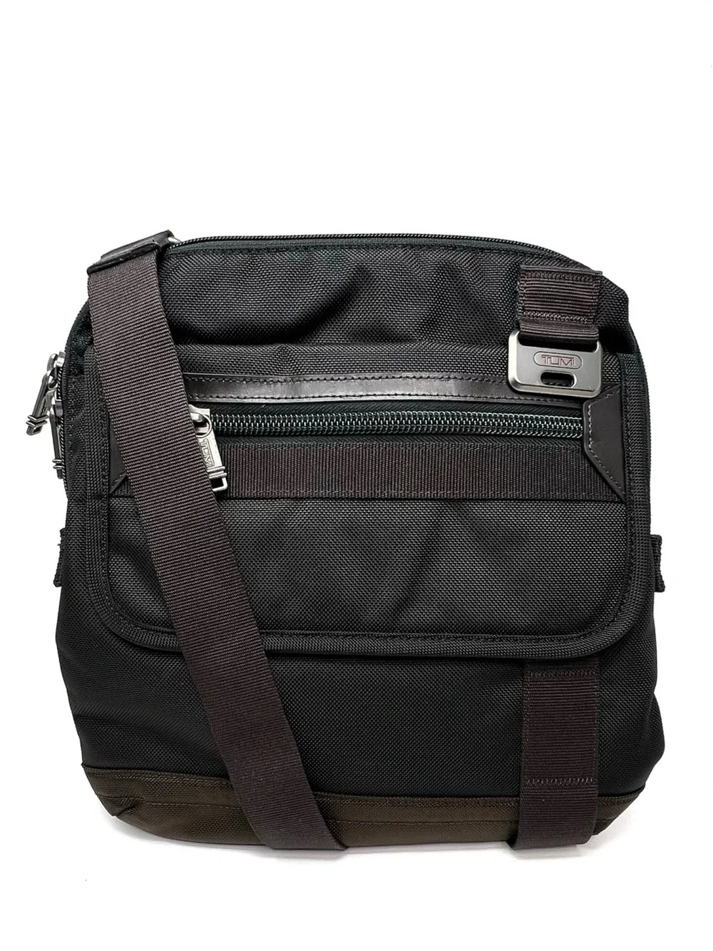 Tumi Eastern Zip Top Flap Crossbody Hickory Brown Nylon Messenger Bag Like New